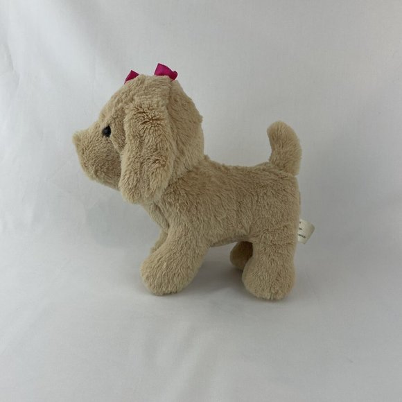 Tan Puppy Dog 10” Plush Stuffed Animal Toy w/Pink Bow Unbranded - Picture 2 of 8